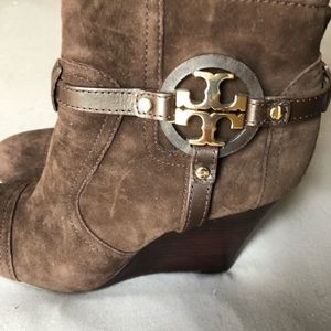 Tory Burch Brown Suede Wedges